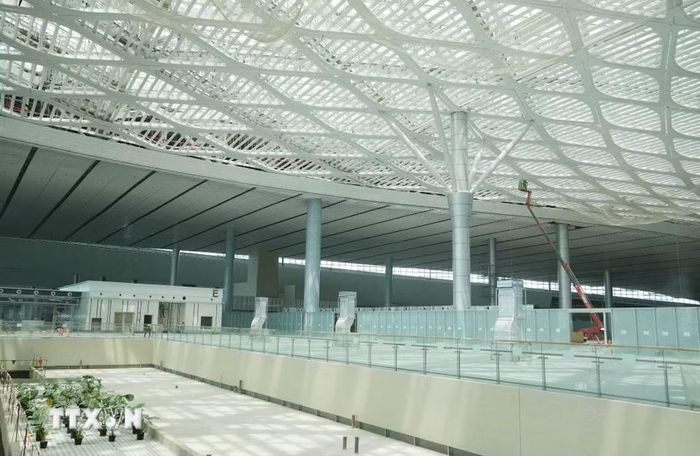 Nhà ga sân bay Long Thành đã cơ bản hoàn thành phần xây dựng. (Ảnh: Công Phong/TTXVN)