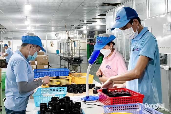 Hoạt động sản xuất tại một doanh nghiệp công nghiệp hỗ trợ ở phường Trảng Dài.