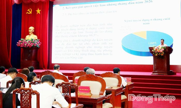 Quang cảnh Tọa đàm “Xây dựng mạng lưới kết nối đào tạo nghề - giải quyết việc làm cho học sinh, sinh viên các cơ sở giáo dục nghề nghiệp trên địa bàn tỉnh Đồng Tháp”.