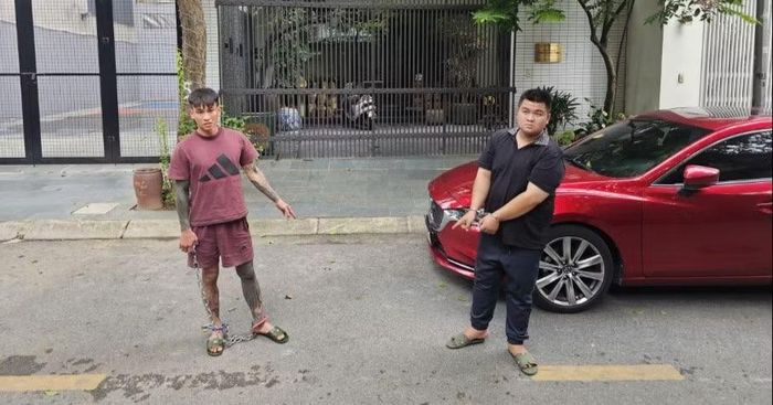 Đối tượng Nguyễn Thanh Tuyên (bên trái) và đối tượng Nguyễn Đức Châu (bên phải).