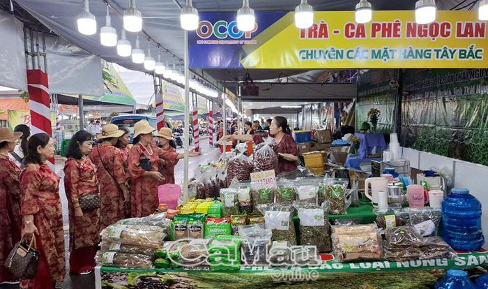 Nhiều người thích thú tham quan, tìm hiểu các sản phẩm OCOP đặc trưng vùng Tây Bắc.