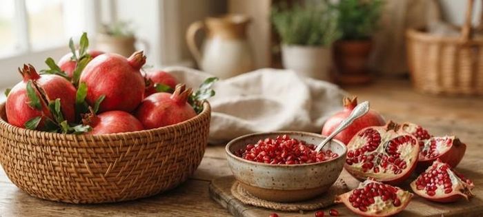 Ăn lựu nguyên quả có thể bổ sung thêm chất xơ. Ảnh minh họa AI