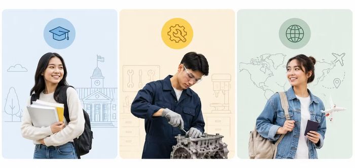  Du học sinh, học sinh theo học chương trình nghề và người tham gia chương trình trao đổi. 