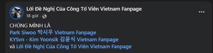 3 fanpage hợp nhất, cùng khởi động loạt dự án chào đón Park Si Woo - Kim Yoon Sik về Việt Nam.