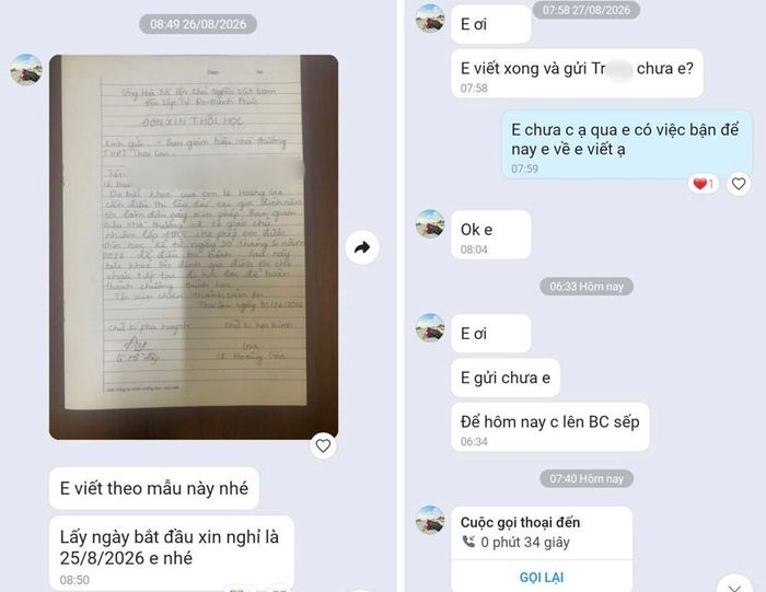 Đoạn trao đổi giữa giáo viên và gia đình