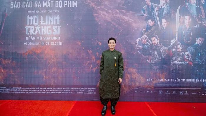 Lê Minh Thuấn trong lễ báo cáo ra mắt phim. (Ảnh đoàn phim cung cấp)