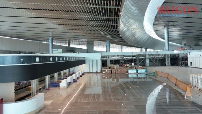 Khu vực checkin đã cơ bản hoàn thành. Ảnh: XUÂN TRUNG