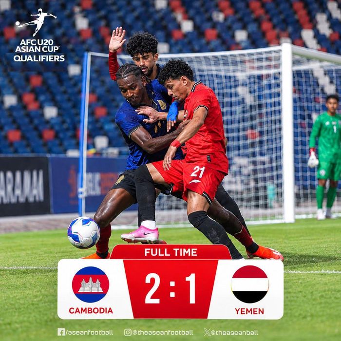 U20 Campuchia gây bất ngờ khi đánh bại Yemen - Ảnh: ASEAN Football