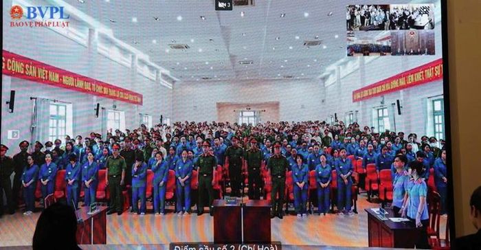 Các bị cáo tại phiên tòa.