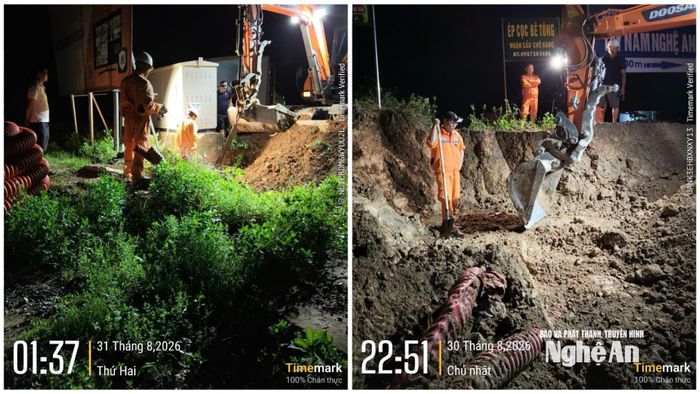 CBCNV Công ty Điện lực Nghệ An nỗ lực xuyên đêm khắc phục sự cố sớm cấp điện trở lại phục vụ nhân dân.