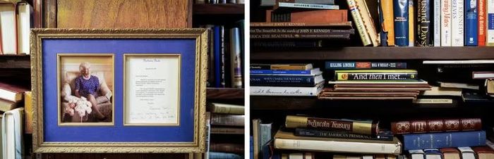 Bức thư của phu nhân cố Tổng thống Mỹ Bacbara Bush được lưu giữ tại Becker's Books để kỷ niệm việc bà đã đến đây mua sách. Ảnh: Creaders.