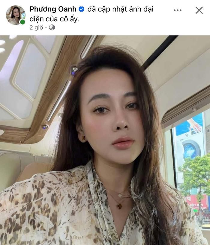 Diễn viên Phương Oanh cập nhật hình ảnh gây chú ý. Ảnh: Chụp màn hình FBNV
