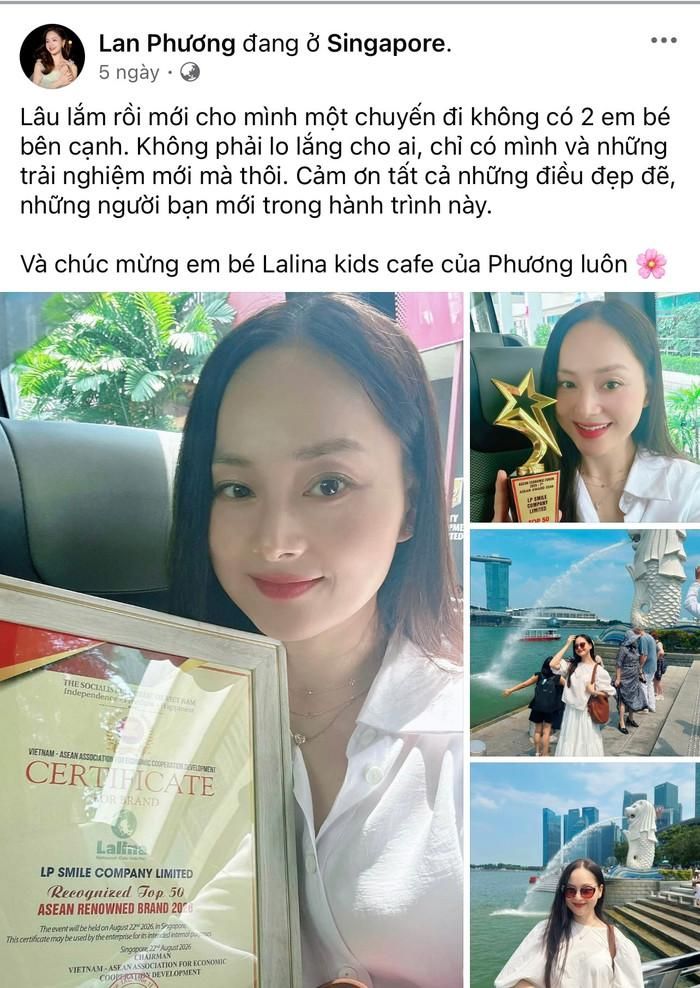 Diễn viên Lan Phương có chuyến đi đáng chú ý đến Singapore. Ảnh: Chụp màn hình FBNV