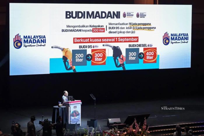 Thủ tướng Malaysia Datuk Seri Anwar Ibrahim phát biểu trong đêm Quốc khánh. Ảnh: NST.
