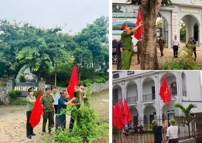  Treo cờ Tổ quốc tại Giáo xứ Hòa An và Giáo xứ phường Chũ. 