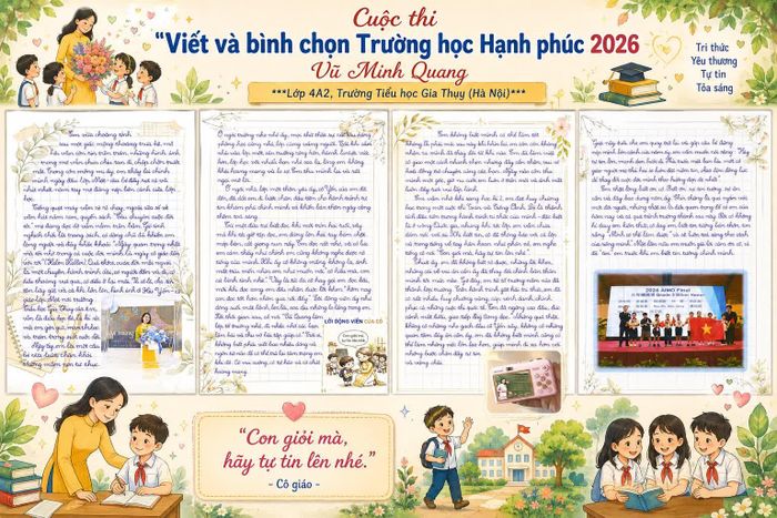 Bài thi "Ngày cô giáo đến với tôi" được đăng tải trên Diễn đàn trẻ em Việt Nam.