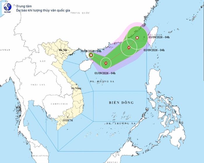 Bản đồ dự báo đường đi của áp thấp nhiệt đới. (Nguồn: NCHMF)