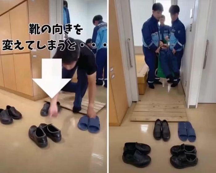 Việc chỉnh lại giày cho khách vốn là phép lịch sự ở Nhật Bản, nhưng lại gây chậm trễ cho nhân viên cấp cứu