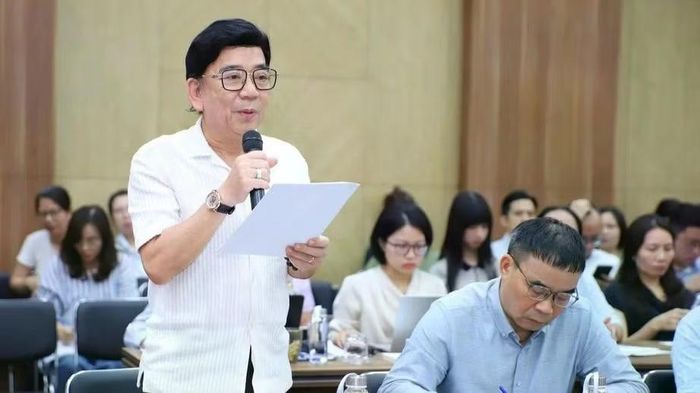 Ông Nguyễn Trường Sơn, Chủ tịch Hiệp hội Quảng cáo Việt Nam đóng góp ý kiến tại hội thảo. (Ảnh: Việt Hùng)