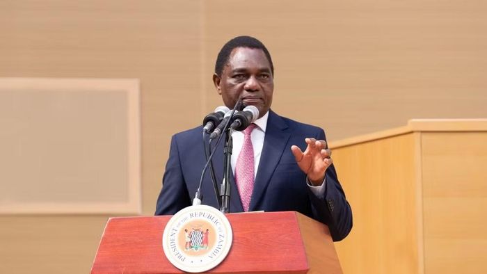 Tổng thống Zambia Hakainde Hichilema phát biểu tại một sự kiện ở thủ đô Lusaka. (Ảnh: THX/TTXVN)