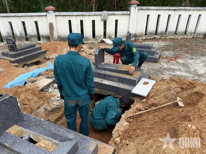 Các lực lượng làm nhiệm vụ tại Nghĩa trang Liệt sĩ Ân Thạnh.