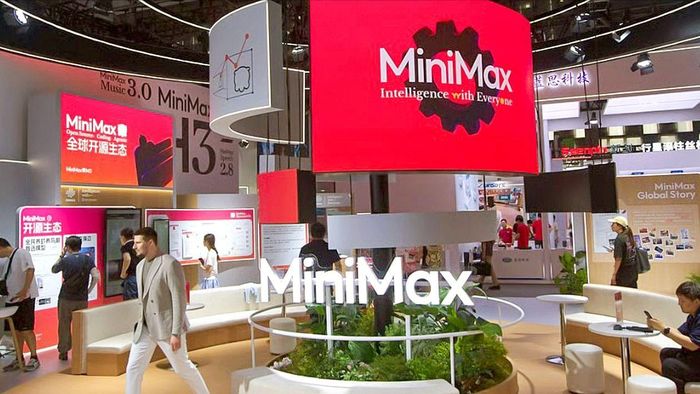 Gian hàng của MiniMax tại Hội nghị Trí tuệ nhân tạo thế giới ở Thượng Hải, Trung Quốc vào tháng 7-2026. Ảnh: NURPHOTO