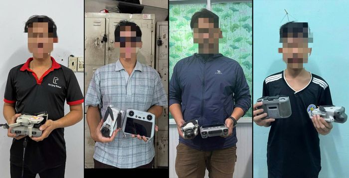  Công an xã Vĩnh Lộc lập hồ sơ, xử lý nhiều trường hợp sử dụng thiết bị bay khi chưa được cấp phép. Ảnh: CA 