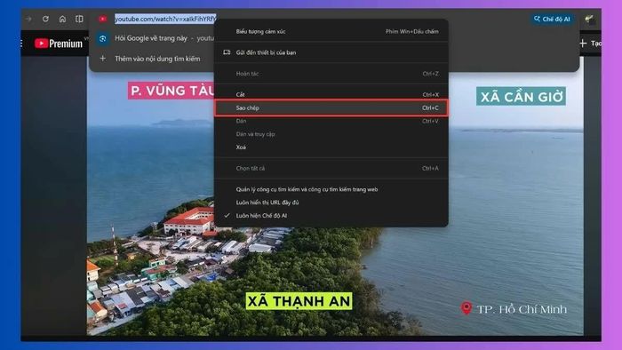 Mở YouTube, tìm video muốn sử dụng rồi sao chép đường liên kết (URL).