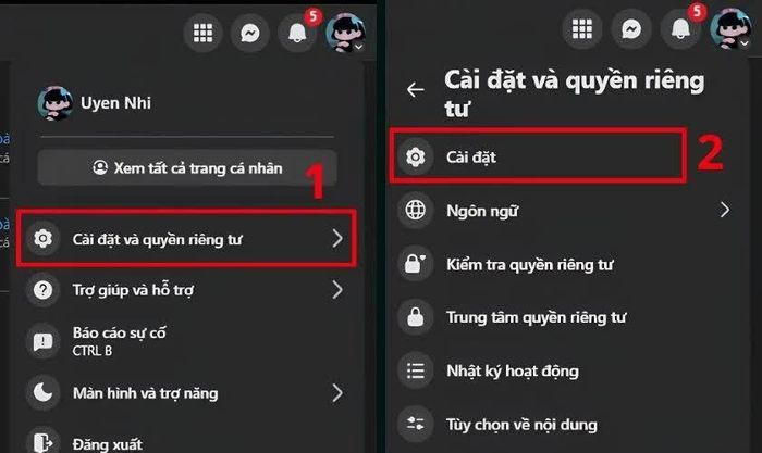 Sau khi đăng nhập, nhấn ảnh đại diện ở góc trên bên phải.