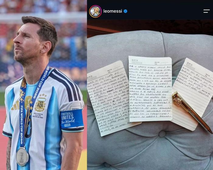 Messi viết thư tay tuyên bố từ giã tuyển quốc gia Argentina.