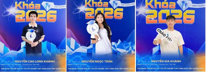 Ba thủ khoa kỳ thi tốt nghiệp THPT các tỉnh trúng tuyển vào Trường ĐH Khoa học Tự nhiên.