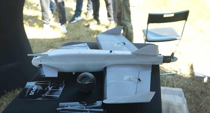 Drone đánh chặn APUS của tập đoàn Dark River Group, tháng 8/2026. Ảnh chụp màn hình từ video của Militarnyi