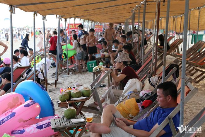 Với giá vé cho thuê 50.000 đồng/ghế, du khách đã thuê kín chỗ để nghỉ ngơi