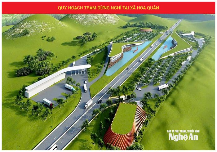 Quy hoạch điểm dừng nghỉ trên tuyến cao tốc Vinh - Thanh Thủy. Ảnh: Ban Quản lý dự án công trình giao thông Nghệ An