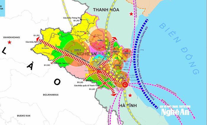 Vị trí và các mối liên hệ vùng của tỉnh Nghệ An. Ảnh: Thành Duy