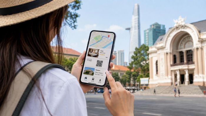 Du khách sử dụng ứng dụng số để tìm kiếm điểm tham quan, đặt phòng và xây dựng lịch trình tại TP Hồ Chí Minh.