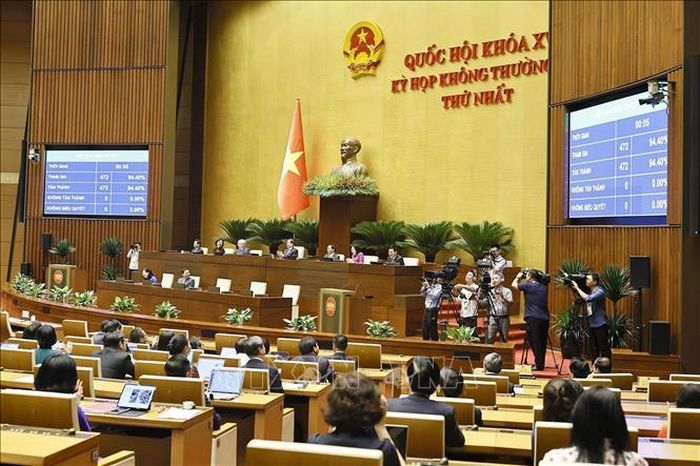 Quốc hội biểu quyết thông qua Nghị quyết của Quốc hội về việc thành lập thành phố Bắc Ninh. Ảnh: Doãn Tấn/TTXVN