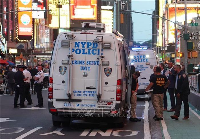 Hiện trường vụ đâm dao tại New York, Mỹ, ngày 31/8/2026. Ảnh: THX/TTXVN phát