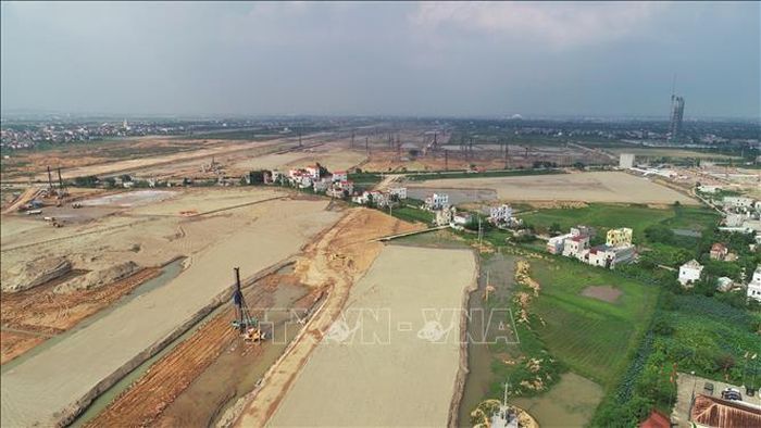 Một góc công trường xây dựng sân bay Gia Bình nhìn từ trên cao. Ảnh: Việt Hùng/TTXVN