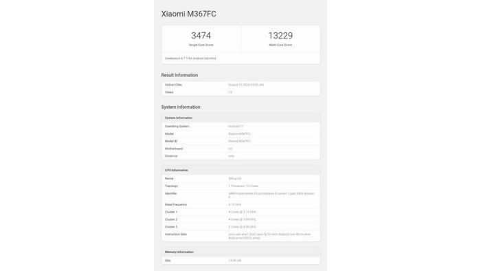 Xiaomi Pad 9 Pro Max được thử nghiệm trên Geekbench