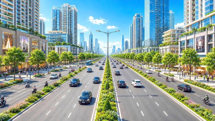 Mô hình đại lộ Nguyễn Hữu Cảnh khi hình thành kết nối vào tuyến đường ven sông, tạo điều kiện phát triển các khu đô thị sinh thái. Ảnh: CTV