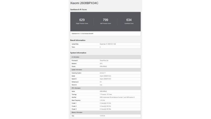 Xiaomi 18 Fold được thử nghiệm hiệu năng trên Geekbench