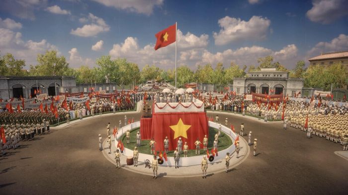 Những hình ảnh ngày Quốc khánh năm 1945 được tái hiện bằng công nghệ thực tế ảo (VR). Ảnh: NVCC.