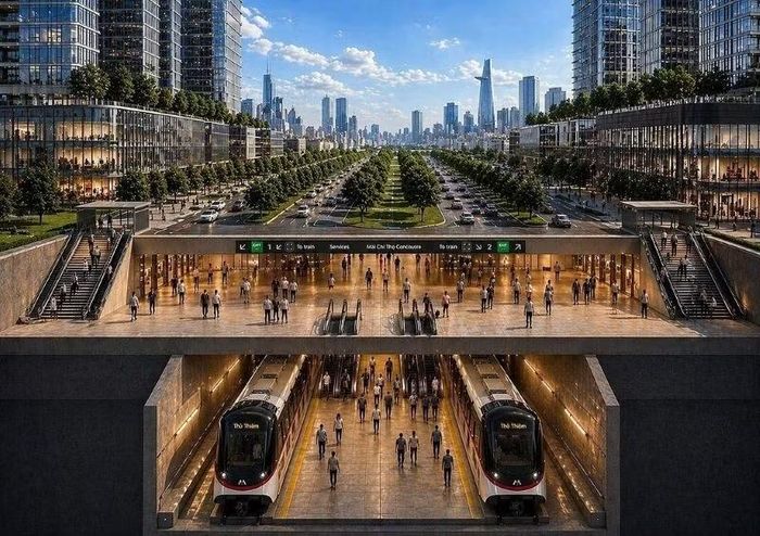 Phối cảnh tuyến metro Bến Thành-Thủ Thiêm. (Ảnh:Thaco)