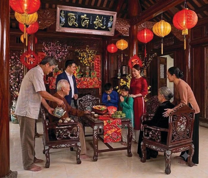 Những giá trị truyền thống của gia đình Việt Nam vẫn tiếp tục được bồi đắp, gìn giữ, trao truyền và lan tỏa, tạo nên nét đặc trưng riêng biệt trong văn hóa Việt Nam. Ảnh: AI