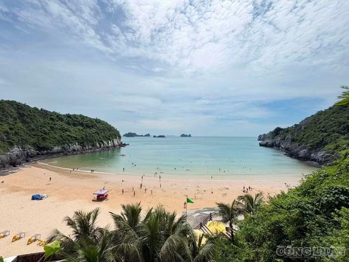 Bãi biển ở Cát Bà năm nay khá vắng khách.