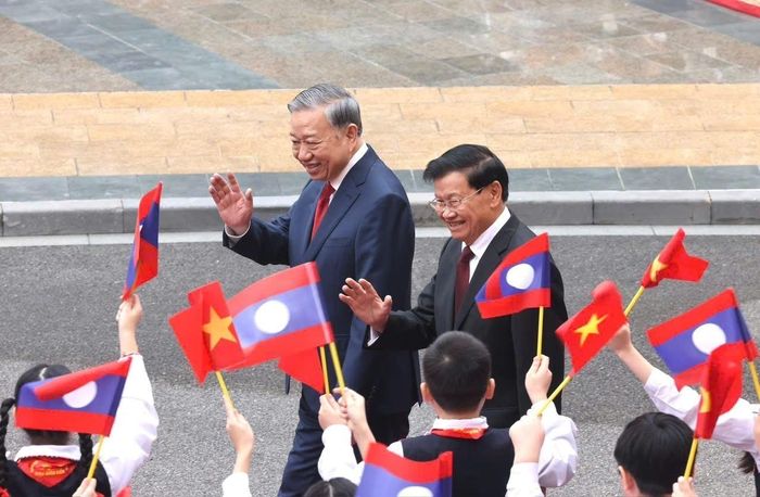 Tổng Bí thư, Chủ tịch nước Tô Lâm chủ trì lễ đón Tổng Bí thư, Chủ tịch nước Lào Thongloun Sisoulith thăm Việt Nam hồi tháng 1. Ảnh: TTXVN