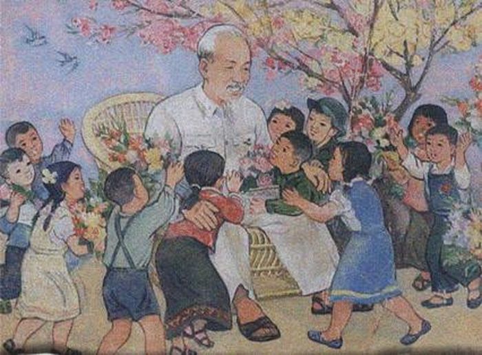 Bức tranh Bác Hồ với thiếu nhi của hoạ sĩ Lê Duy Ứng.