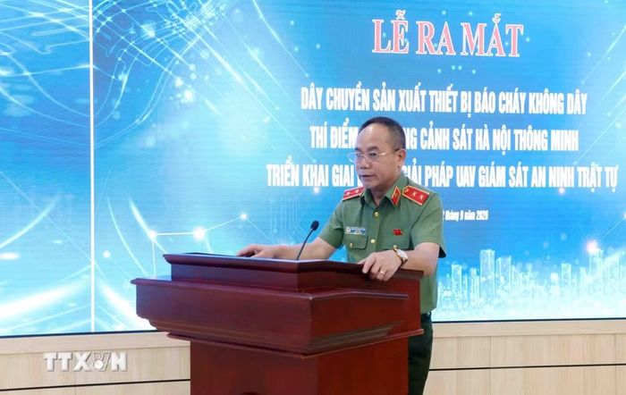 Trung tướng Nguyễn Thanh Tùng, Giám đốc Công an thành phố Hà Nội phát biểu. (Ảnh: Phạm Kiên/TTXVN)