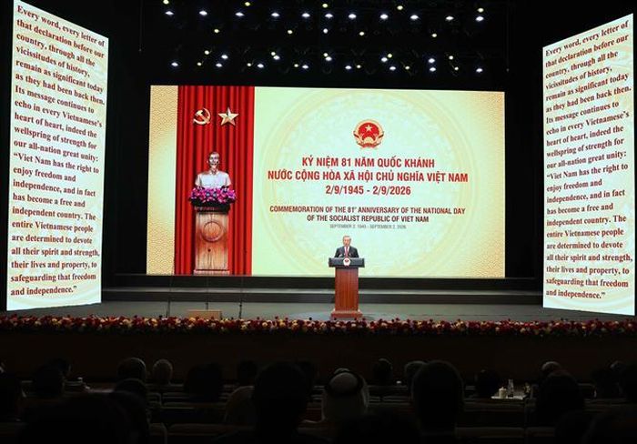 Tổng Bí thư, Chủ tịch nước Tô Lâm đọc Diễn văn kỷ niệm tại Lễ kỷ niệm 81 năm Quốc khánh 2/9. Ảnh: Thống Nhất/TTXVN